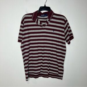 Polo by Ralph Lauren striped polo shirt maroon &‎ gray fitted size large